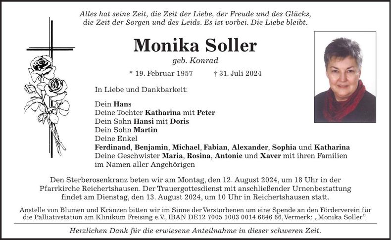 Traueranzeige Monika Soller