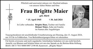 Traueranzeige Brigitte Maier