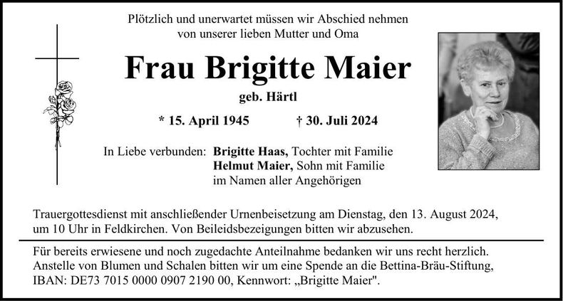 Traueranzeige Brigitte Maier