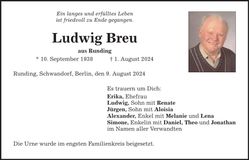Traueranzeige Ludwig Breu