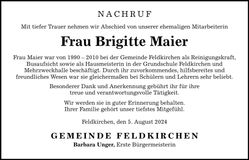 Traueranzeige Brigitte Maier