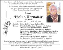 Traueranzeige Thekla Hornauer
