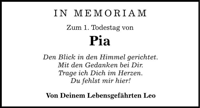 Traueranzeige Pia 