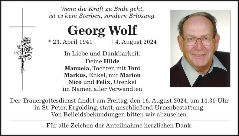 Traueranzeige Georg Wolf