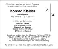 Traueranzeige Konrad Kleider
