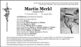 Traueranzeige Martin Merkl