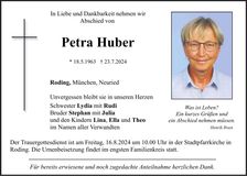 Traueranzeige Petra Huber