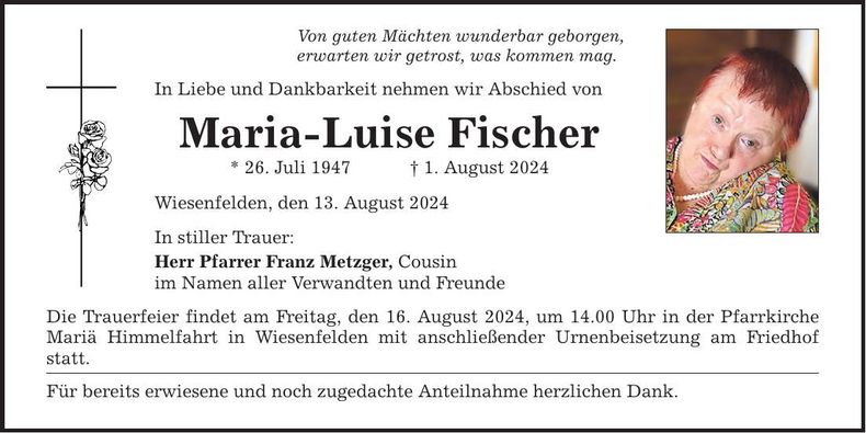 Traueranzeige Maria-Luise Fischer