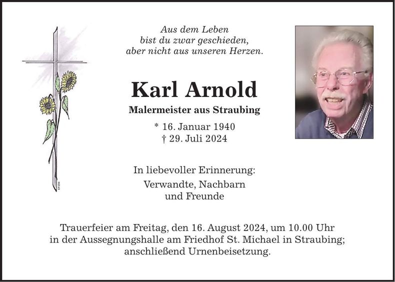 Traueranzeige Karl Arnold