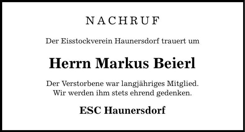 Traueranzeige Markus Beierl