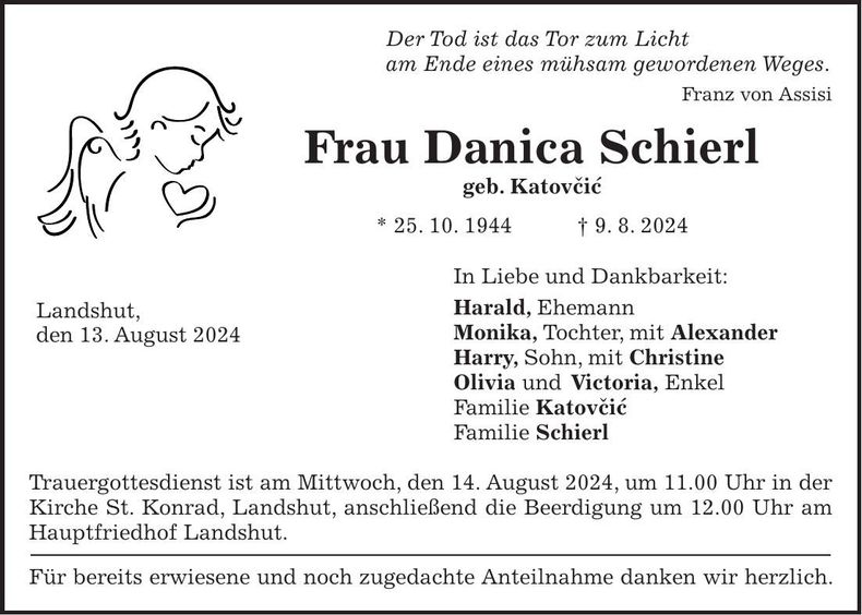 Traueranzeige Danica Schierl