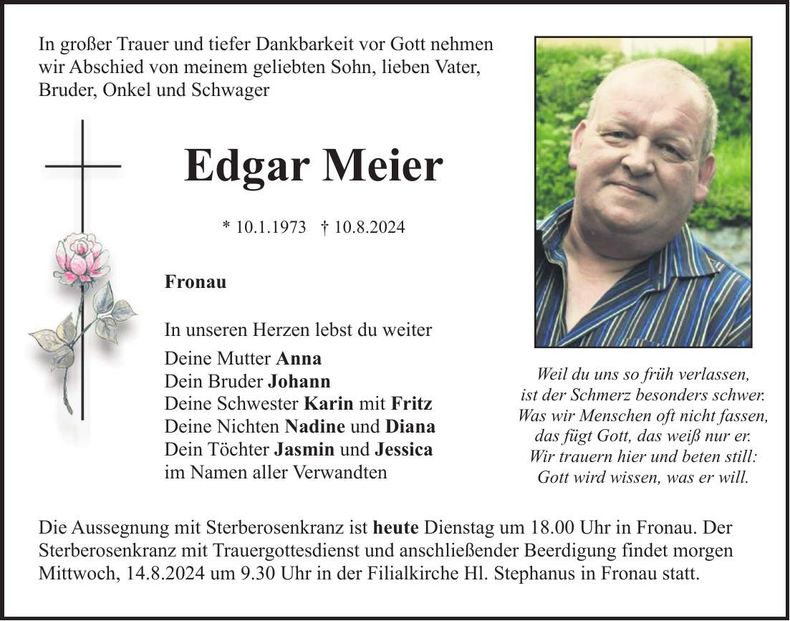 Traueranzeige Edgar Meier
