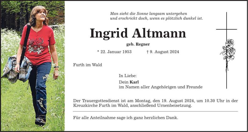 Traueranzeige Ingrid Altmann
