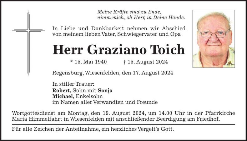 Traueranzeige Graziano Toich