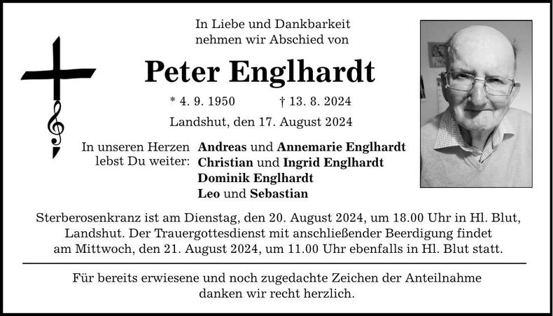 Traueranzeige Peter Englhardt