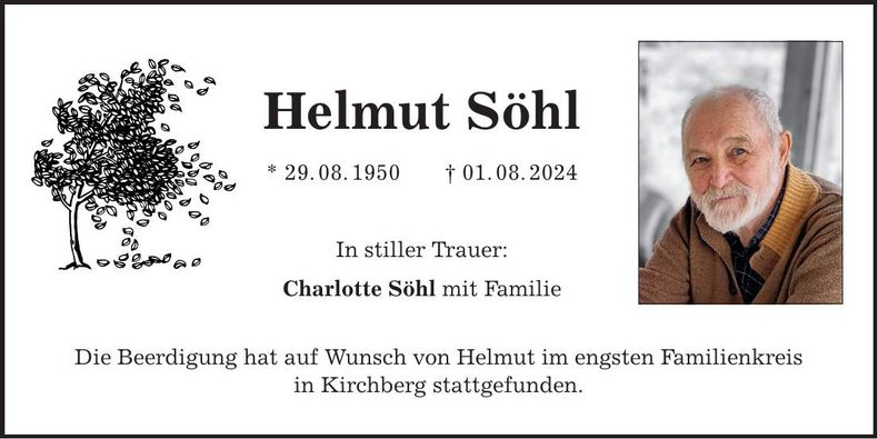 Traueranzeige Helmut Söhl