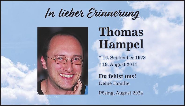 Traueranzeige Thomas Hampel