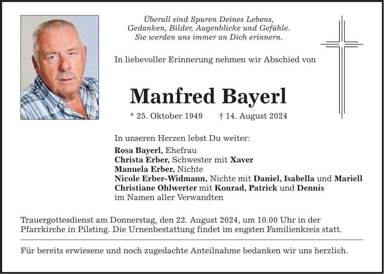 Traueranzeige Manfred Bayerl