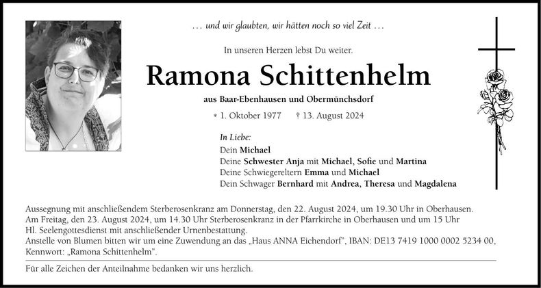 Traueranzeige Ramona Schittenhelm