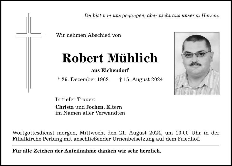 Traueranzeige Robert Mühlich