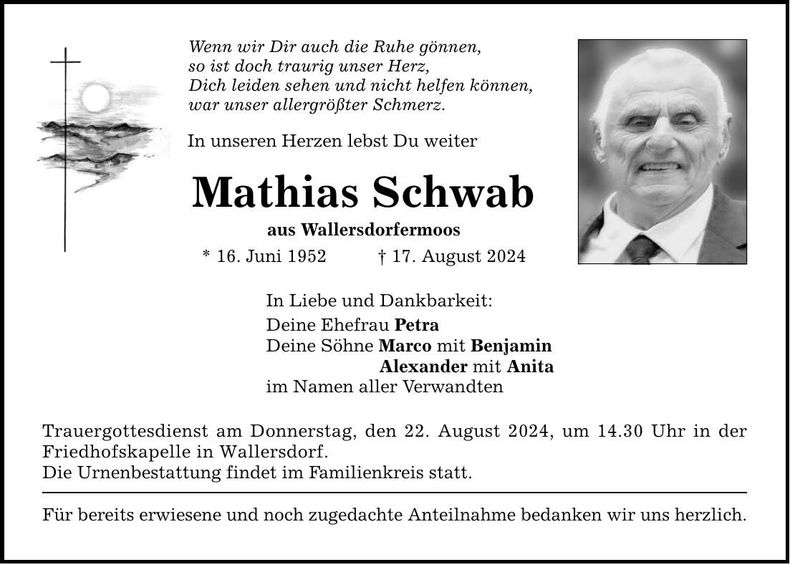Traueranzeige Mathias Schwab