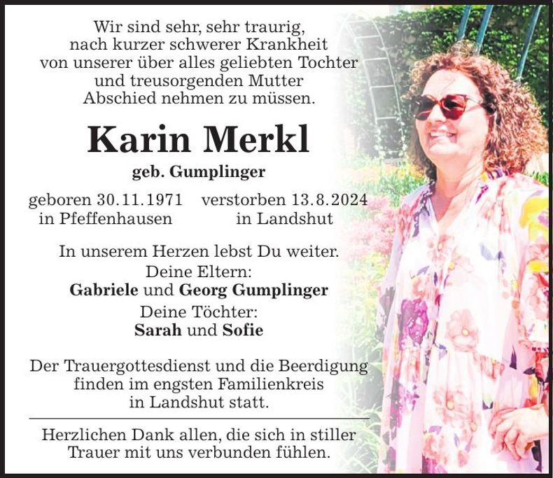 Traueranzeige Karin Merkl
