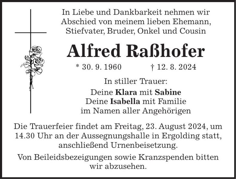 Traueranzeige Alfred Raßhofer
