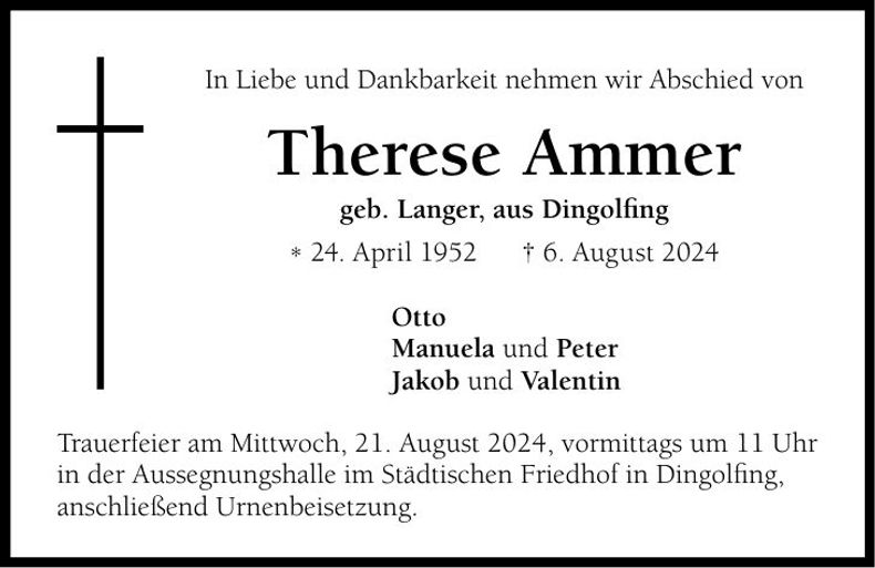 Traueranzeige Therese Ammer