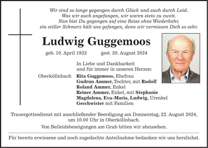 Traueranzeige Ludwig Guggemoos