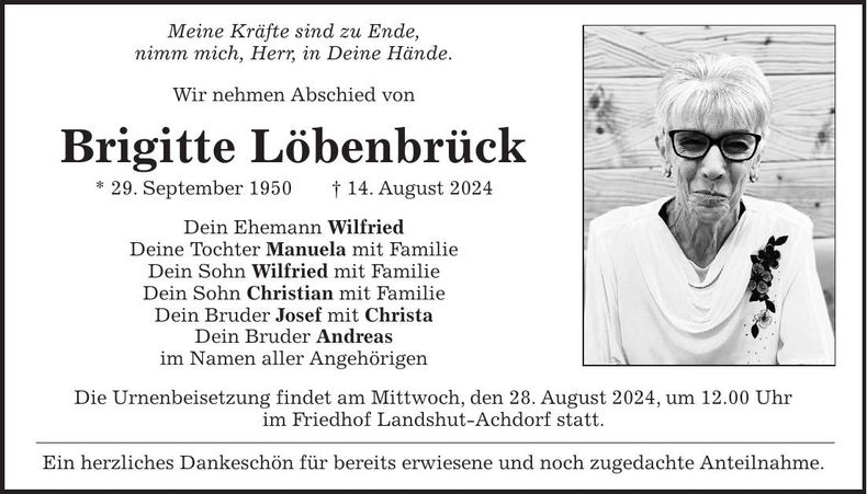 Traueranzeige Brigitte Löbenbrück