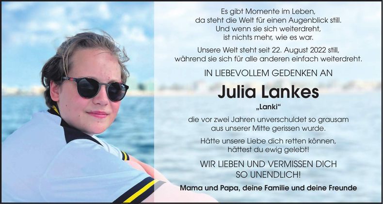 Traueranzeige Julia Lankes