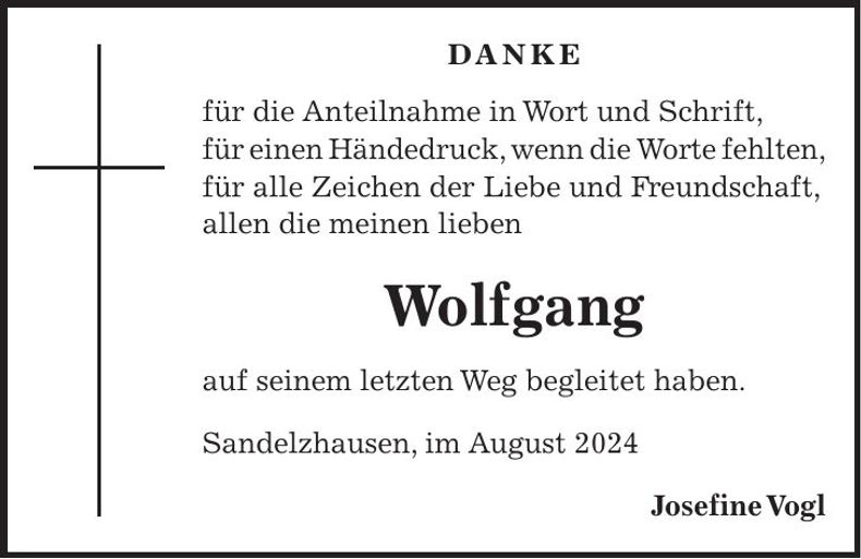 Traueranzeige Wolfgang Vogl