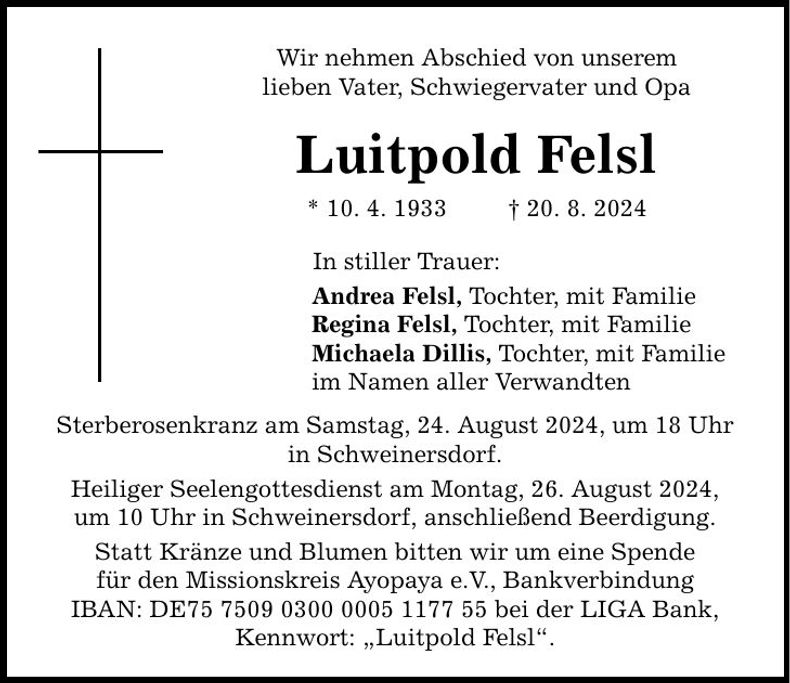 Traueranzeige Luitpold Felsl
