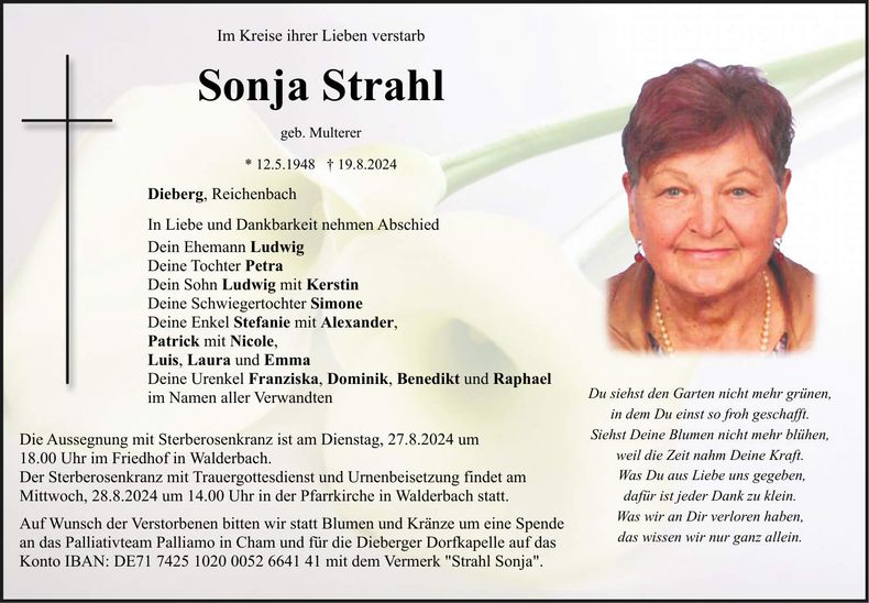 Traueranzeige Sonja Strahl