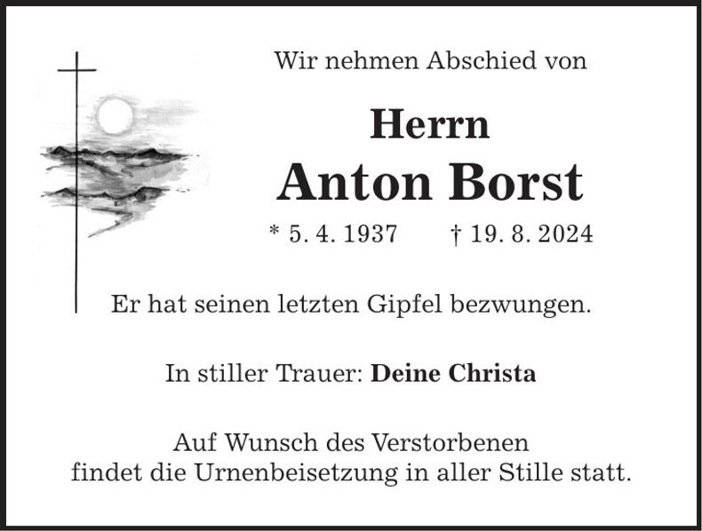 Traueranzeige Anton Borst