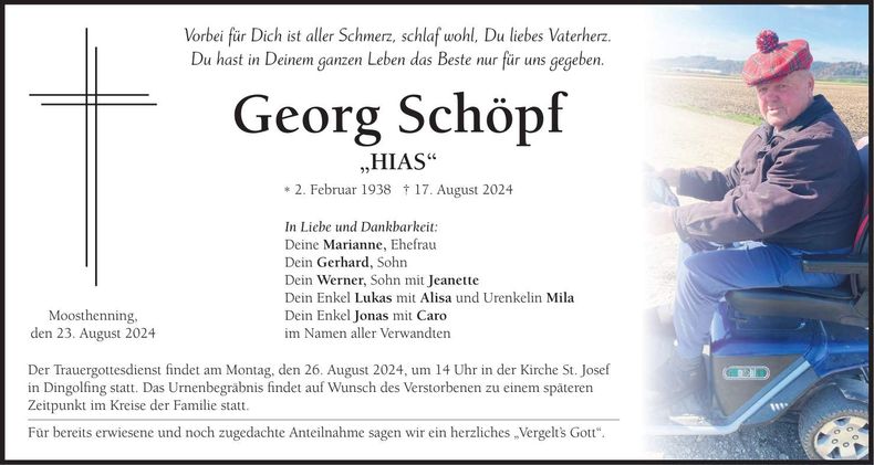 Traueranzeige Georg Schöpf