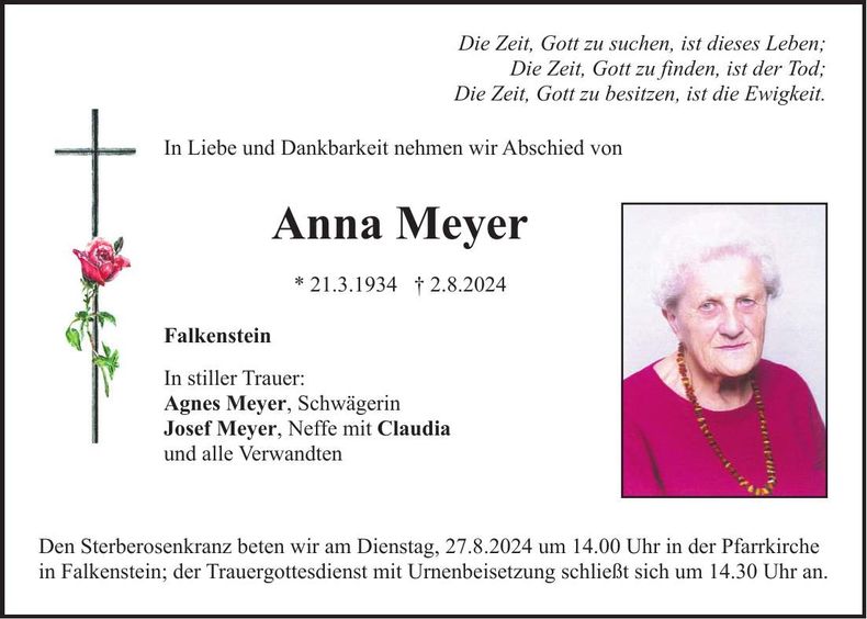 Traueranzeige Anna Meyer