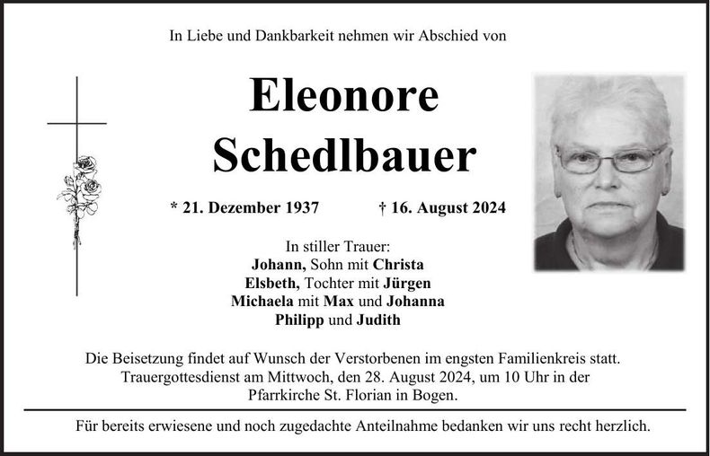 Traueranzeige Eleonore Schedlbauer