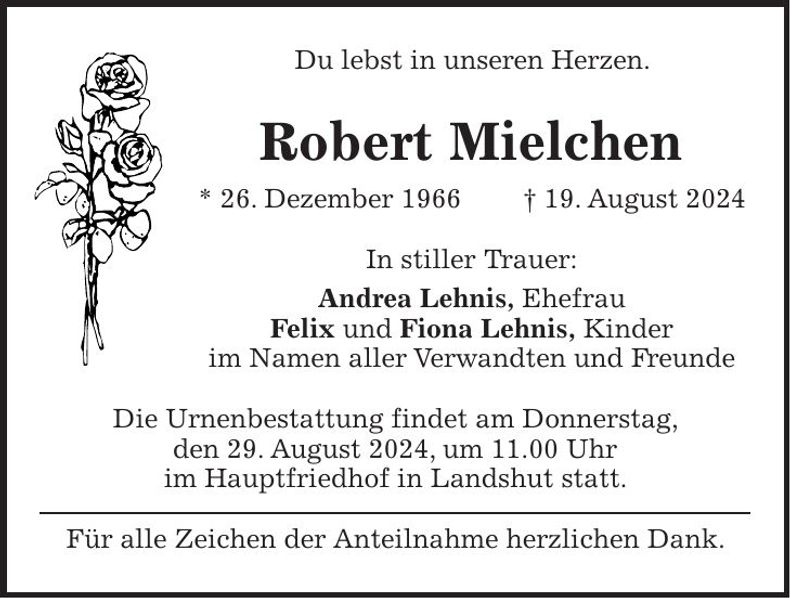 Traueranzeige Robert Mielchen