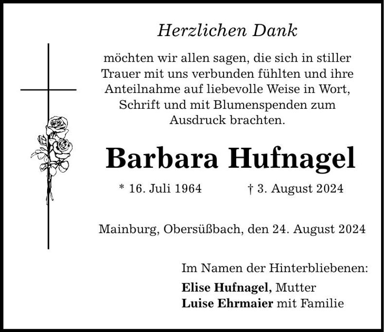 Traueranzeige Barbara Hufnagel
