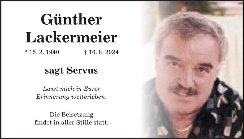 Traueranzeige Günther Lackermeier
