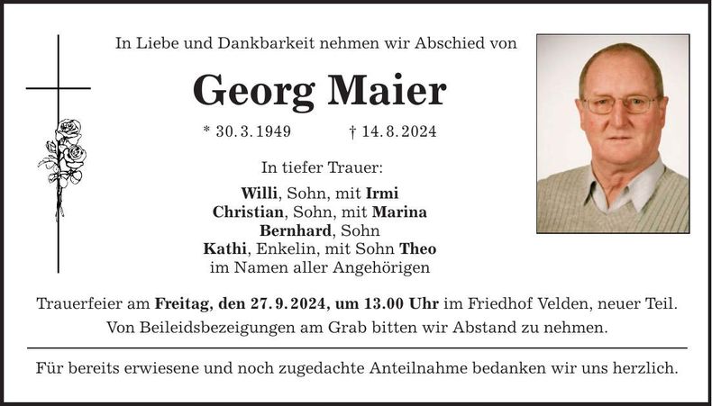 Traueranzeige Georg Maier
