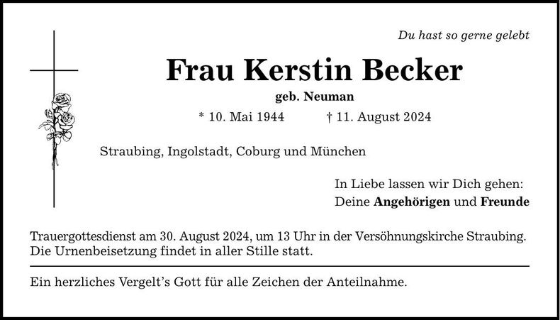 Traueranzeige Kerstin Becker