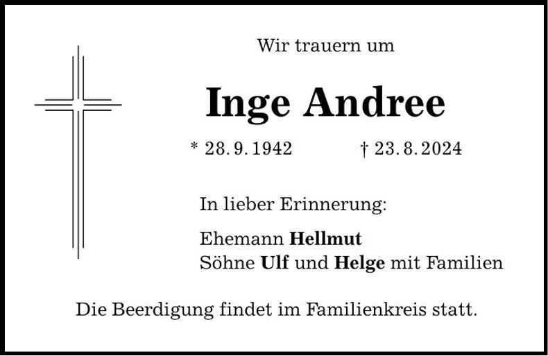 Traueranzeige Ingeborg Andree