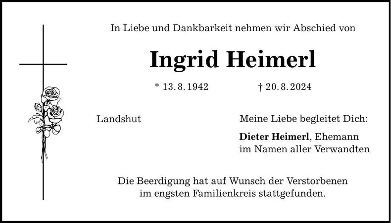Traueranzeige Ingrid Heimerl