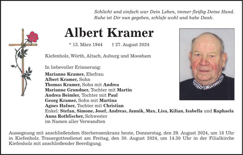 Traueranzeige Albert Kramer