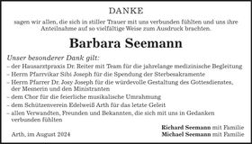 Traueranzeige Barbara Seemann
