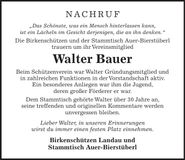 Traueranzeige Walter Bauer