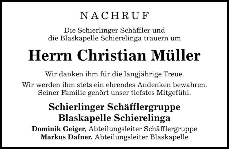 Traueranzeige Hermann Hausler