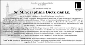 Traueranzeige Seraphina Dietz